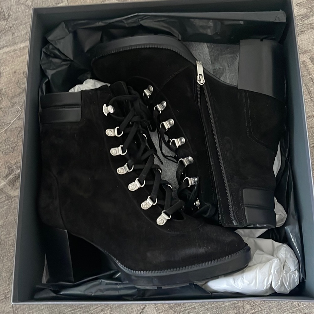 Stylish Black Lace-Up Ankle Boots